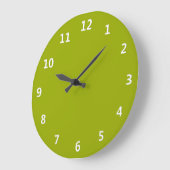 Solid Limeade Green with White Numbers Wall Clock Große Wanduhr (Winkel)