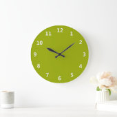 Solid Limeade Green with White Numbers Wall Clock Große Wanduhr (Zuhause)