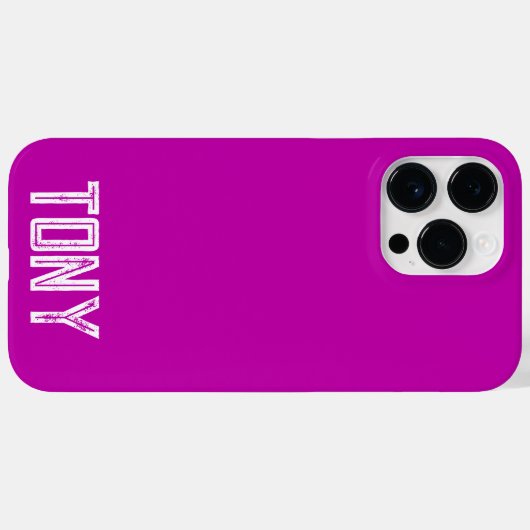 Solid Magenta Individuelle Name Monogram Case-Mate iPhone Hülle (Rückseite (Horizontal))