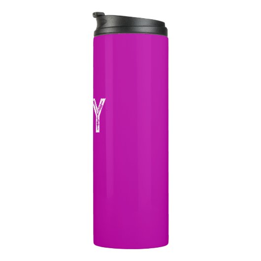 Solid Magenta Individuelle Name Monogram Thermosbecher (Nach rechts gedreht)