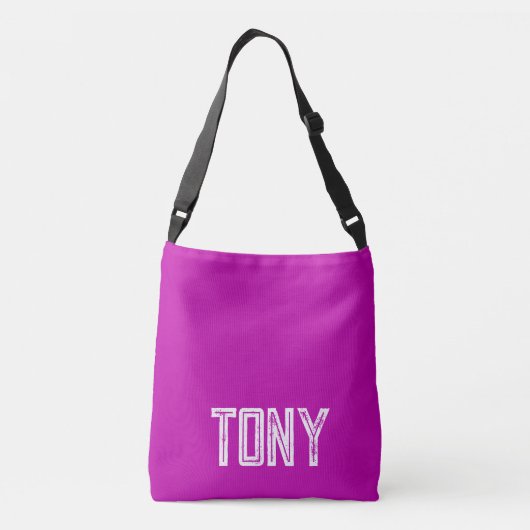 Solid Magenta Individuelle Name Monogram Tragetaschen Mit Langen Trägern (Rückseite)