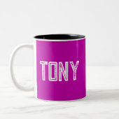 Solid Magenta Individuelle Name Monogram Zweifarbige Tasse (Links)