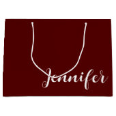 Solid Maroon Large Gift Bag with Custom Name Große Geschenktüte (Vorderseite)