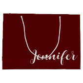 Solid Maroon Large Gift Bag with Custom Name Große Geschenktüte (Rückseite)