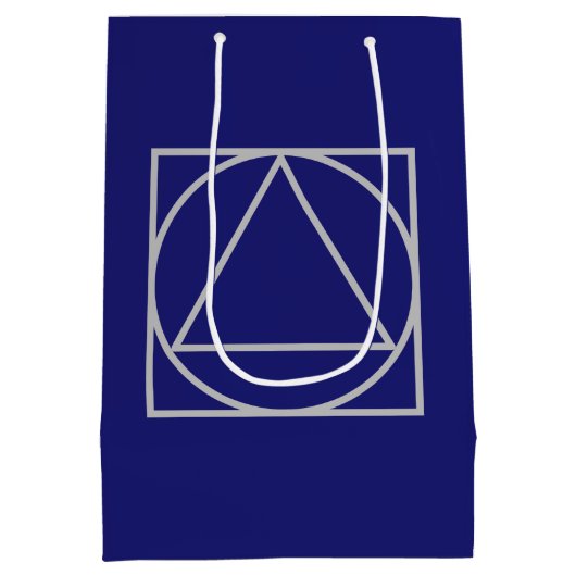 Solid Midnight Blue Elegante Modernes Minimalistis Mittlere Geschenktüte (Rückseite)