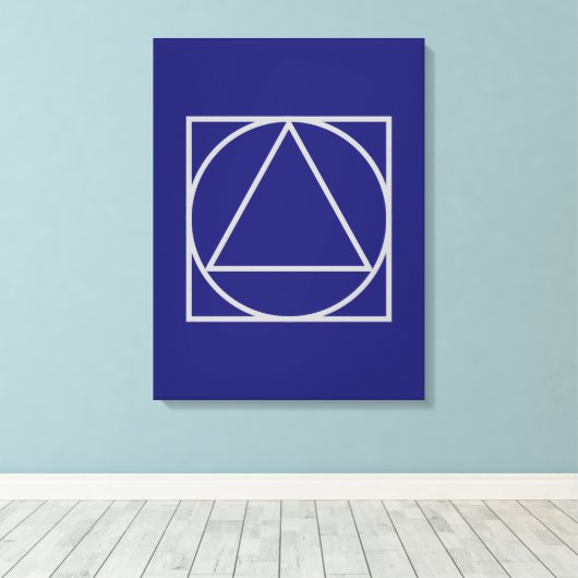 Solid Midnight Blue Square Circle Triangle Shapes Leinwanddruck (Insitu (Holzboden))