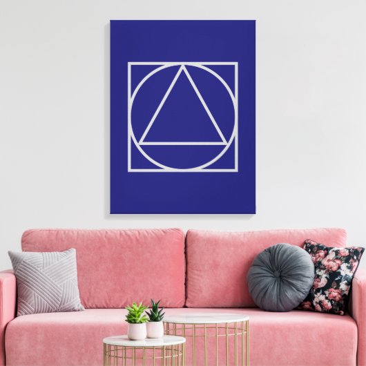 Solid Midnight Blue Square Circle Triangle Shapes Leinwanddruck (Insitu (Wohnzimmer))