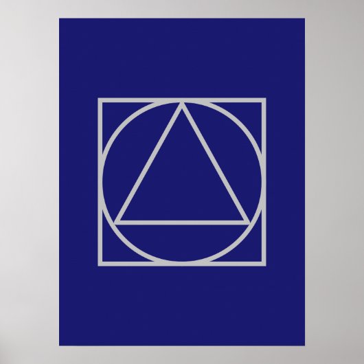 Solid Midnight Blue Square Circle Triangle Shapes Poster (Vorne)