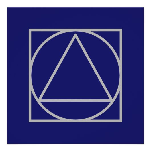 Solid Midnight Blue Square Circle Triangle Shapes Poster (Vorderseite)