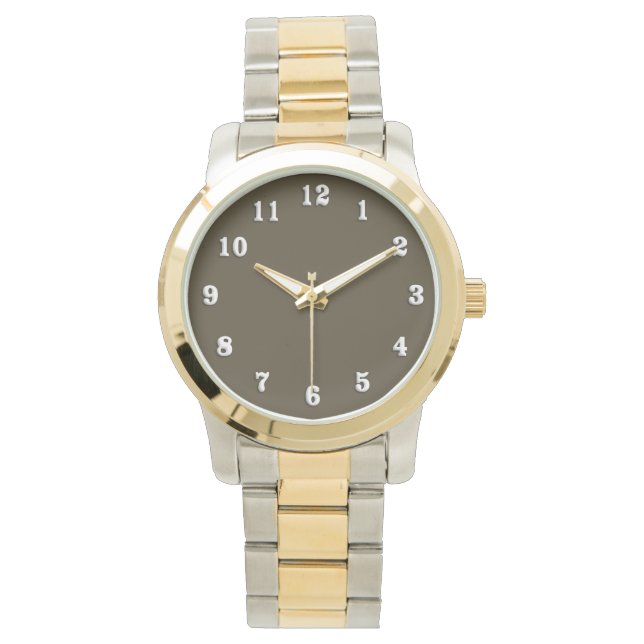 Solid Mocha Brown Face Armbanduhr (Vorderseite)