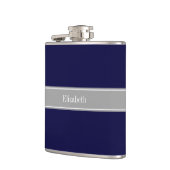 Solid Navy Blau, Dunkelgrau-Multiband-Name Flachmann (Links)