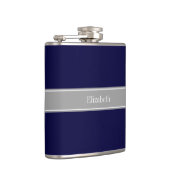 Solid Navy Blau, Dunkelgrau-Multiband-Name Flachmann (Rechts)