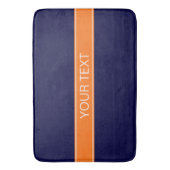 Solid Navy Blau, Pumpkin Ribbon Name Monogram Badematte (Vorderseite Vertikal)