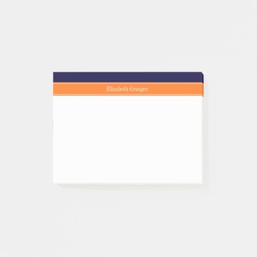 Solid Navy Blau, Pumpkin Ribbon Name Monogram Post-it Klebezettel (Vorderseite)