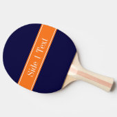 Solid Navy Blau, Pumpkin Ribbon Name Monogram Tischtennis Schläger (Seitenansicht)
