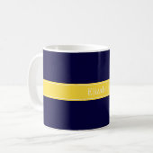 Solid Navy Blue, Ananas Ribbon Name Monogram Kaffeetasse (Vorderseite Links)