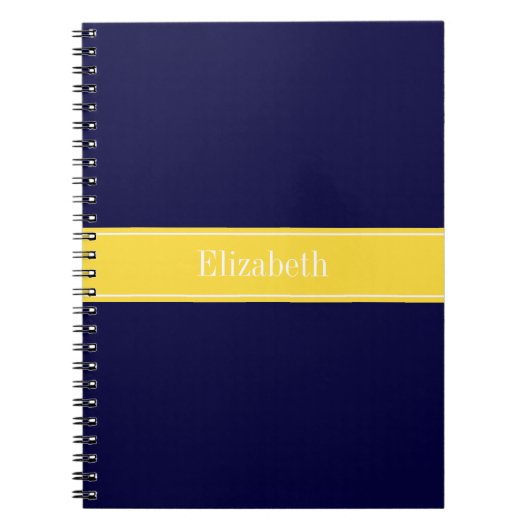 Solid Navy Blue, Ananas Ribbon Name Monogram Notizblock (Vorderseite)