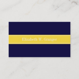 Solid Navy Blue, Ananas Ribbon Name Monogram Visitenkarte