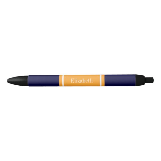 Solid Navy Blue, Cantaloupe Ribbon Name Monogram Kugelschreiber (Vorderseite)