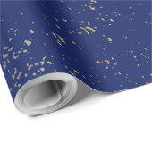 Solid Navy Blue Gift Wrap Paper with Gold Paint Geschenkpapier (Rolleneckpunkt)