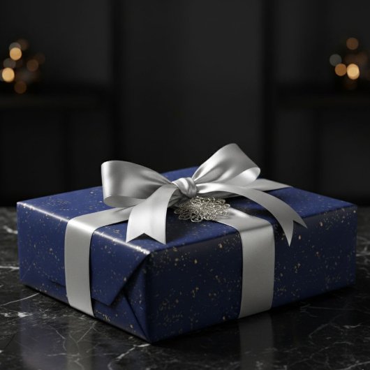 Solid Navy Blue Gift Wrap Paper with Gold Paint Geschenkpapier