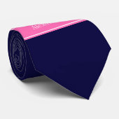 Solid Navy Blue Hot Pink #2 Multiband Name Monogra Krawatte (Gerollt)