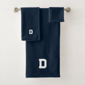 Solid Navy Blue Initial Bath Handtuch Set (Insitu)
