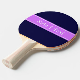 Solid Navy Blue, Lilac Ribbon Name Monogram Tischtennis Schläger