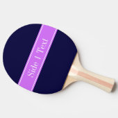 Solid Navy Blue, Lilac Ribbon Name Monogram Tischtennis Schläger (Seitenansicht)