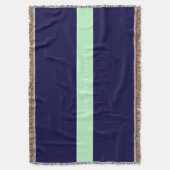 Solid Navy Blue, Mint Ribbon Name Monogram Decke (Vorderseite Vertikal)