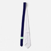 Solid Navy Blue, Mint Ribbon Name Monogram Krawatte (Rückseite)