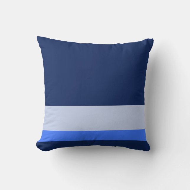 Solid Navy Blue mit Blue und Pastel Blue Lines Kissen (Vorderseite)