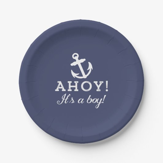 Solid Navy Blue Nautical Baby Shower Paper Teller (Vorderseite)