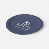 Solid Navy Blue Nautical Baby Shower Paper Teller (Schrägansicht)