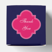 Solid Navy Blue, Raspberry Ribbon Name Monogram Geschenkschachtel (Oben)