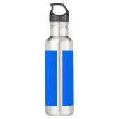 Solid Neon Blue Individuelle Name Monogramm Edelstahlflasche (Rückseite)