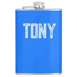 Solid Neon Blue Individuelle Name Monogramm Flachmann