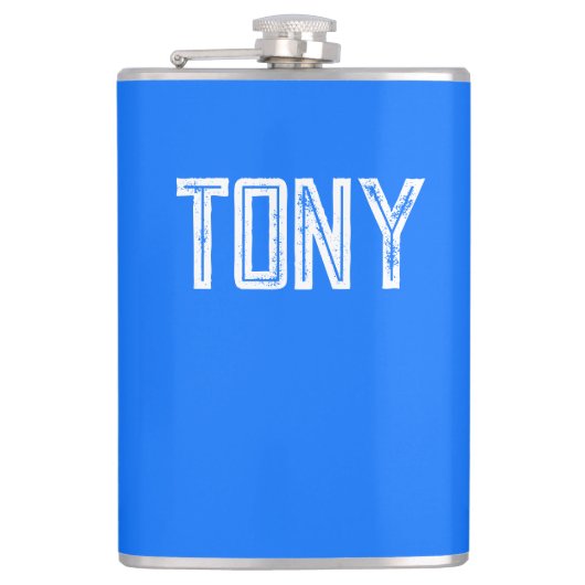 Solid Neon Blue Individuelle Name Monogramm Flachmann (Vorderseite)