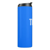 Solid Neon Blue Individuelle Name Monogramm Thermosbecher (Nach links gedreht)