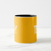 Solid Neon Bright Orange Individuelle Name Monogra Zweifarbige Tasse (Mittel)