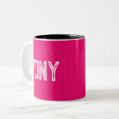 Solid Neon Hot Pink Individuelle Name Monogramm Zweifarbige Tasse (Vorderseite Links)