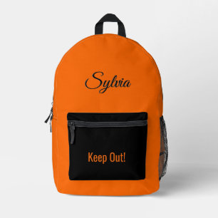 Solid Orange persönlicher Name Bedruckter Rucksack