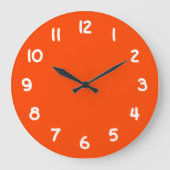 Solid Orange Red Große Wanduhr (Vorderseite)