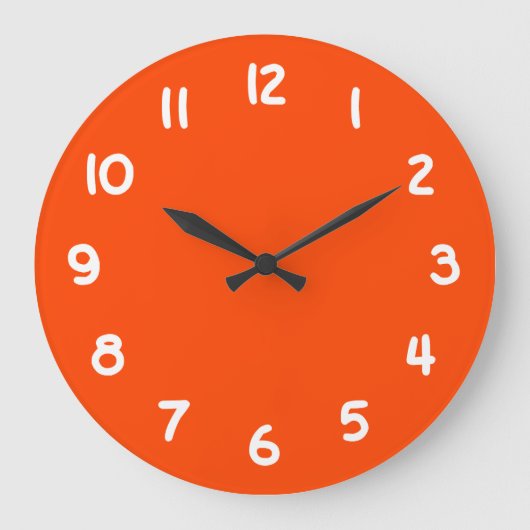 Solid Orange Red Große Wanduhr (Vorderseite)