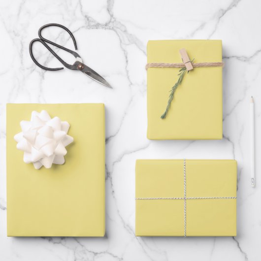 Solid Pastel Yellow Modern Geschenkpapier Set (Vorderseite)
