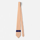 Solid Peach, Navy Blue Ribbon Name Monogram Krawatte (Vorderseite)
