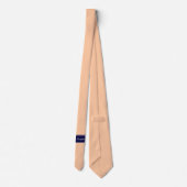 Solid Peach, Navy Blue Ribbon Name Monogram Krawatte (Rückseite)