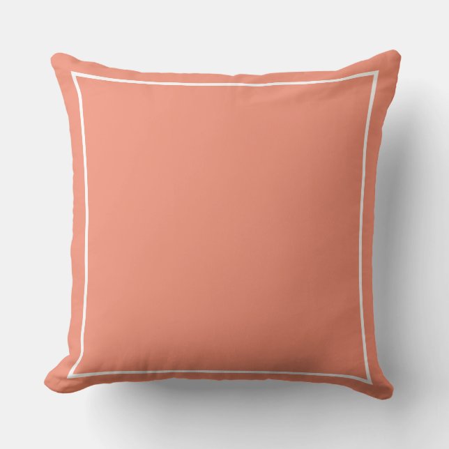 Solid Peach Parfait mit White Trim Kissen (Vorderseite)