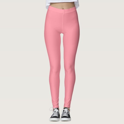 Solid Peach Personalisiert Leggings (Vorderseite)