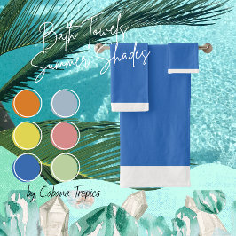 Solid Perewinkle Blue & White Trim Badetuch Set